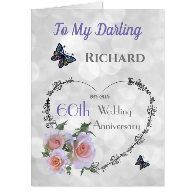 Large Husband Diamond Wedding Anniversary Greeting Card (Front)