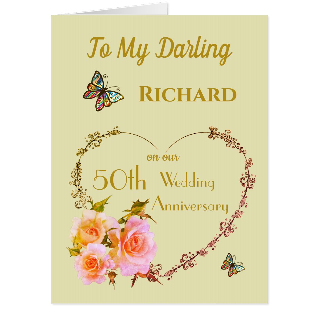 Large Husband Golden Wedding Anniversary Greeting Card Zazzle