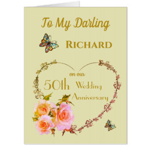 Large Husband Golden Wedding Anniversary Greeting Card