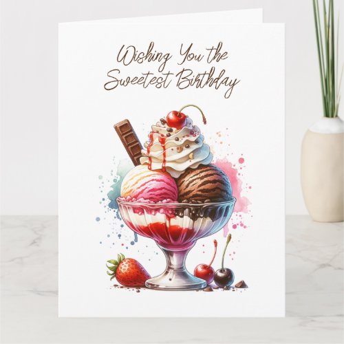 Large Ice Cream Sundae and Coloring Page Birthday Card