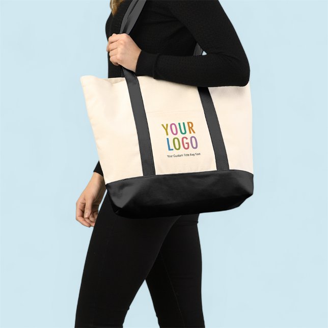 Large Impulse Canvas Tote Bag Custom Logo Black (MISOOK Impulse Large Tote Bag with Logo)