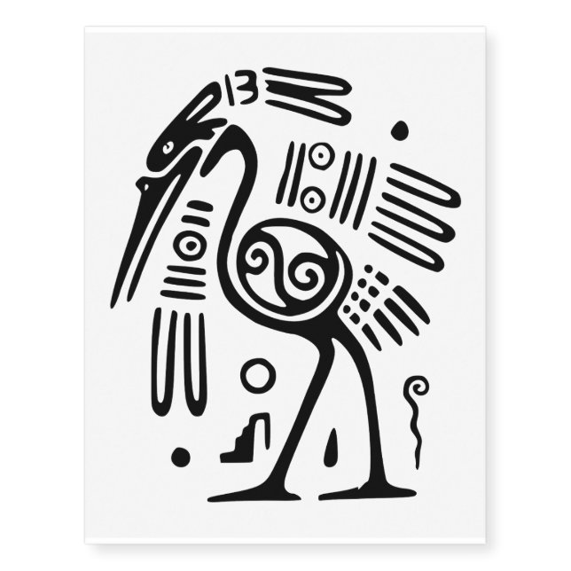 Large Inca Style Ostrich Bird Temporary Tattoos (Front)