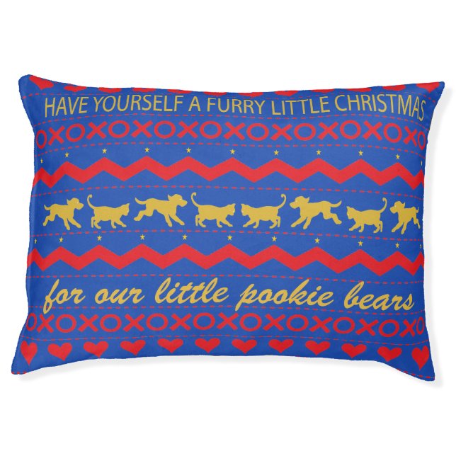 Large Indoor Pet Bed "Furry Little Christmas" (Front)