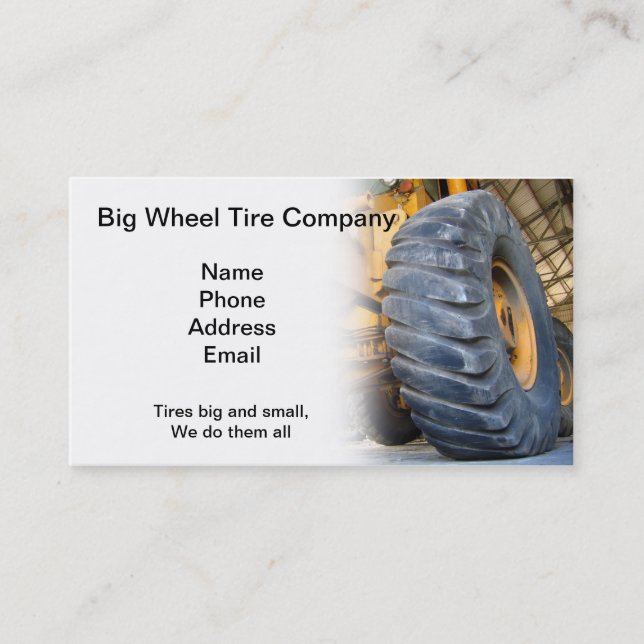 Large Industrial Tire Repair and Service Business Card (Front)