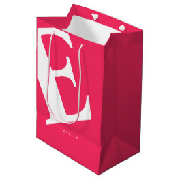Large Initial Modern Typography Pink Medium Gift Bag