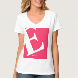 Large Initial Modern Typography Pink T-Shirt
