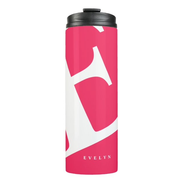 Large Initial | Modern Typography | Pink Thermal Tumbler (Front)
