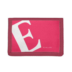 Large Initial Modern Typography Pink Tri-fold Wallet