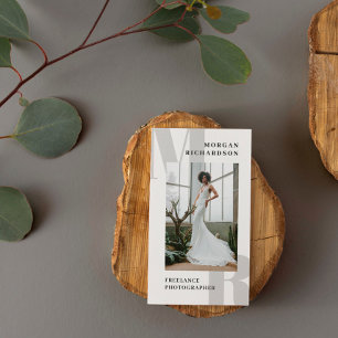 Large Initials Pale Gray Typography Photographer Business Card