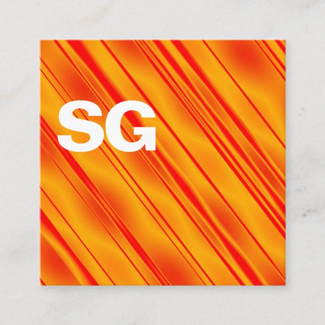 Large Initials - Square - Diagonal Orange Business Card (Front)