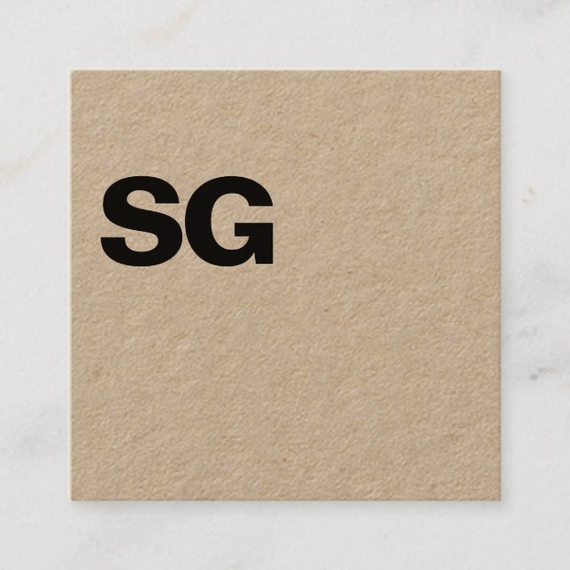 Large Initials - Square - Kraft Business Card (Front)