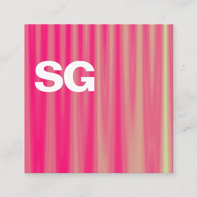 Large Initials - Square - Pink Ripples Square Business Card (Front)