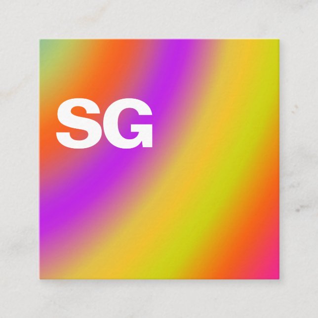 Large Initials - Square - Soft Colors 02 Square Business Card (Front)