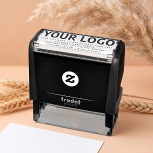 Large Inline Business Logo Return Address 4 lines Self-inking Stamp