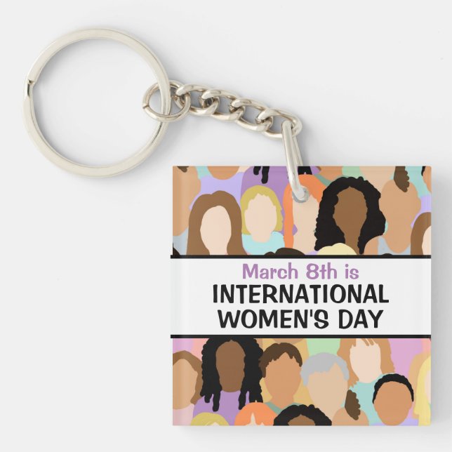 Large International Women's Day - March 8th    Keychain (Front)
