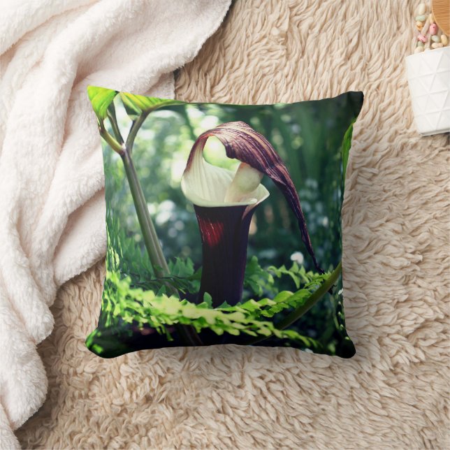 Large Jack In The Pulpit Flower  Throw Pillow (Blanket)