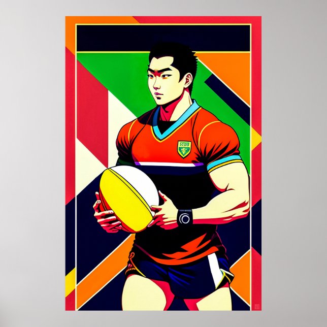 Large Japanese Rugby Art Poster (Front)