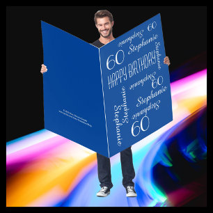 LARGE JUMBO HUGE Royal Blue Any Age Name Birthday Card
