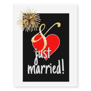 Large Just Married Fireworks Temporary Tattoos