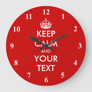 Large Keep Calm wall clock Customizable design