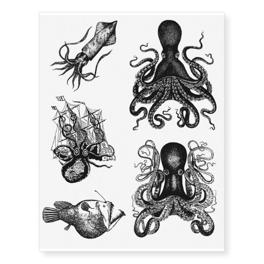 Large Kraken Monster Octopus Sailor Pirate Tats Temporary ...
