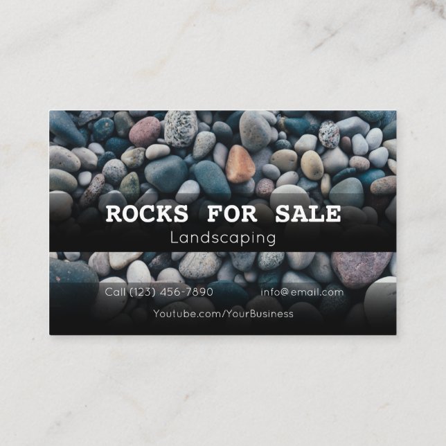 Large Landscaping Rocks For Sale Business Company  Business Card (Back)