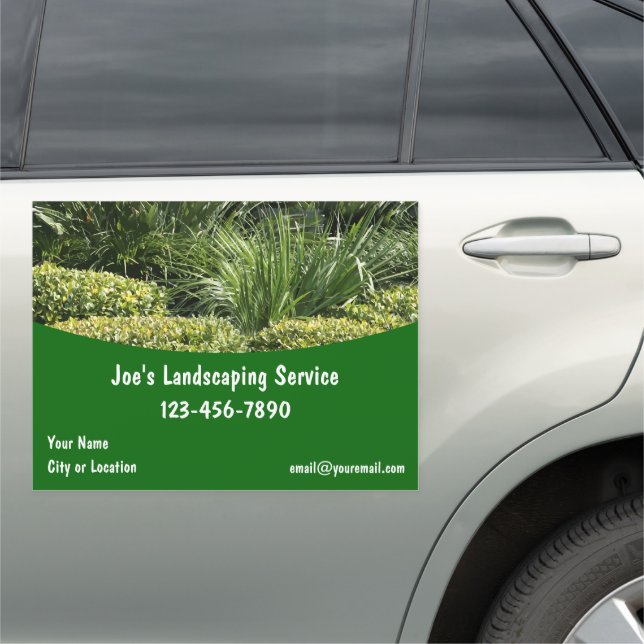 Large Landscaping Service Shrubs Theme Car Magnet (In Situ)