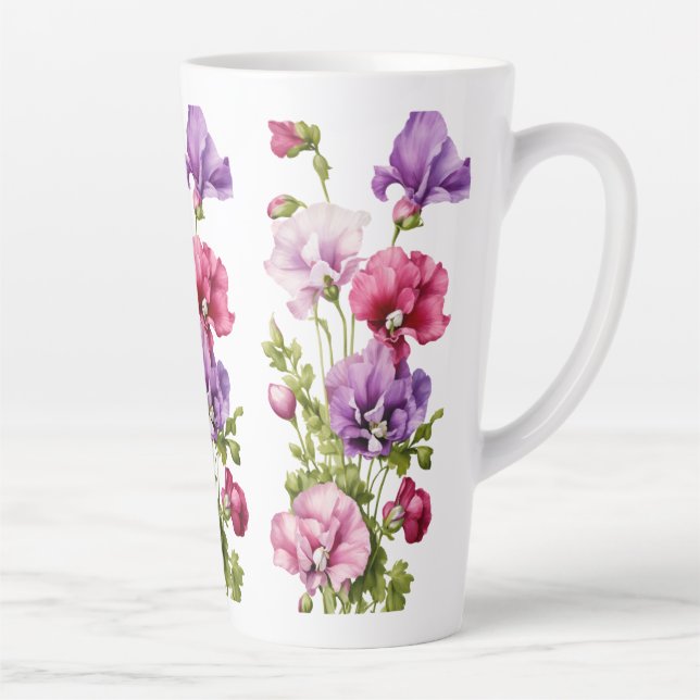 Large Latte Mug - 17 oz | Elegant Floral Bouquet  (Right)