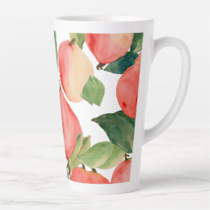 Large Latte Mug - 17 oz with Fruit Watercolor