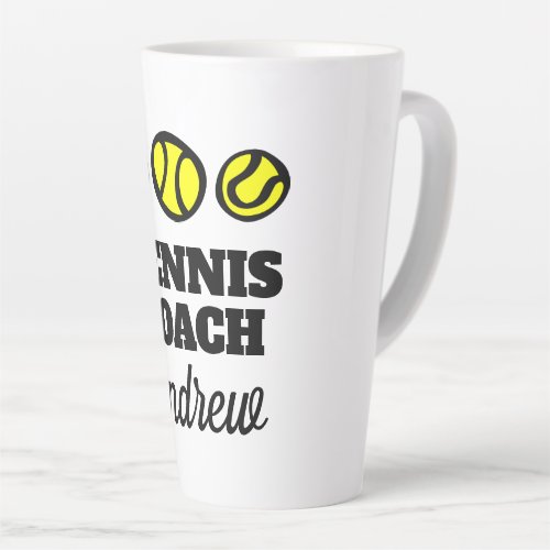 Large latte mug gift for tennis instructor trainer