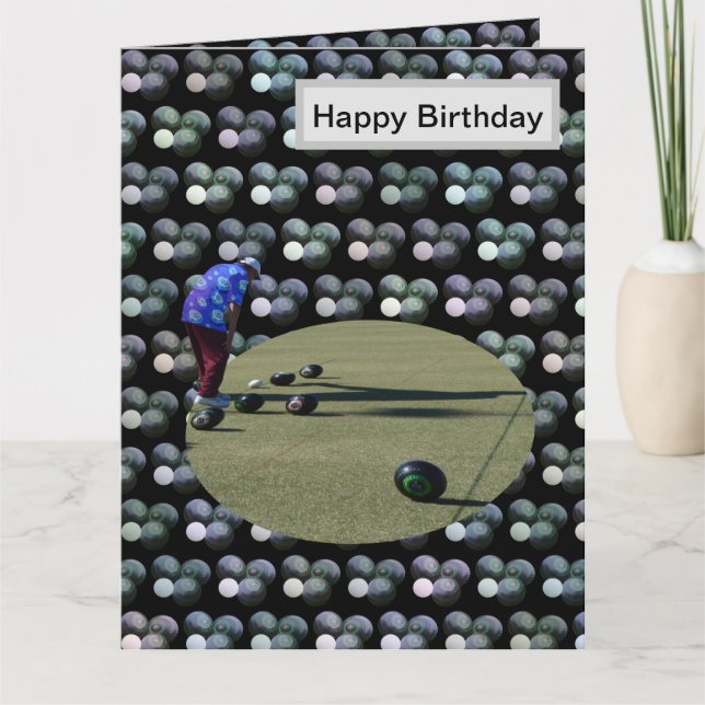 Large Lawn Bowls, Birthday Card, Card (Front)