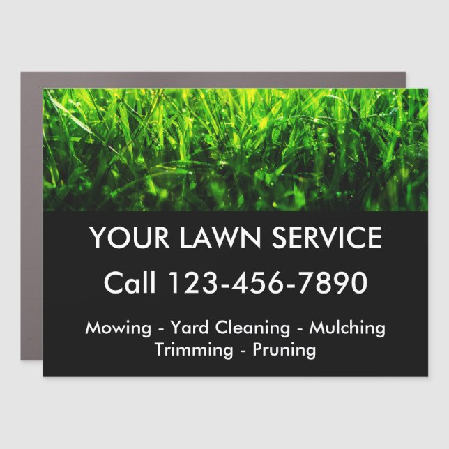 Large Lawn Service Advertising Car Magnet Sign (Front)