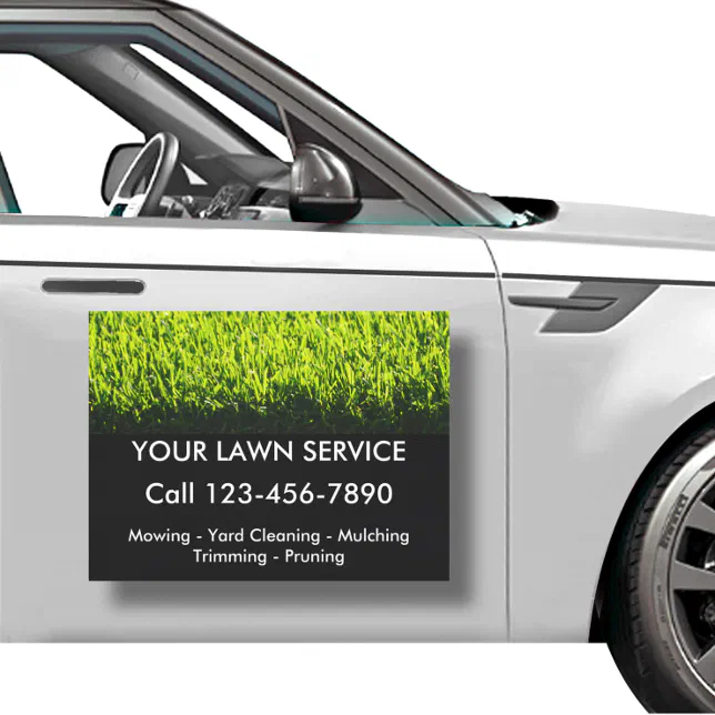 Large Lawn Service Advertising Car Magnet Template | Zazzle