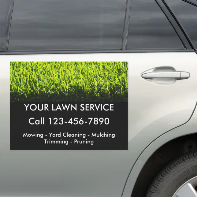 Large Lawn Service Advertising Car Magnet Template | Zazzle