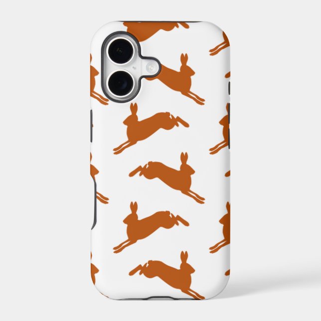 Large Leaping Hares Fawn Brown Iphone Case (Back)