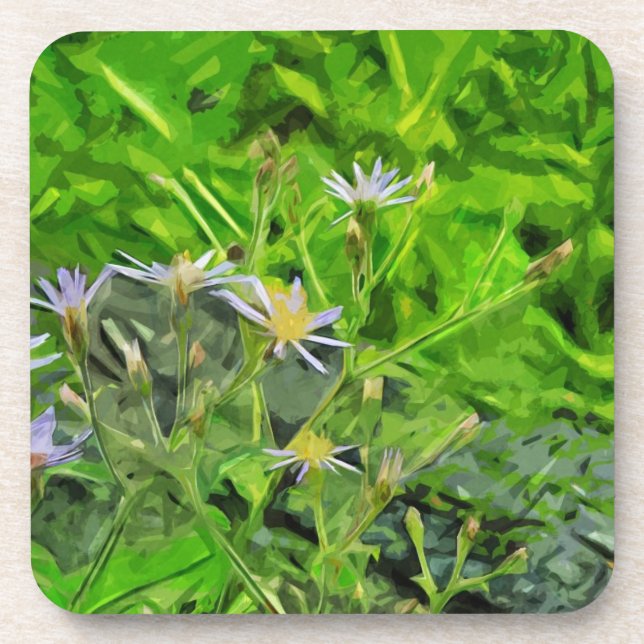 Large Leaved Purple Aster Among Ashes Abstract Drink Coaster (Front)