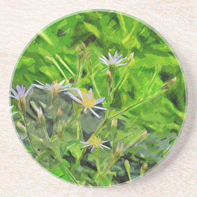 Large Leaved Purple Aster Among Ashes Abstract Drink Coaster (Front)