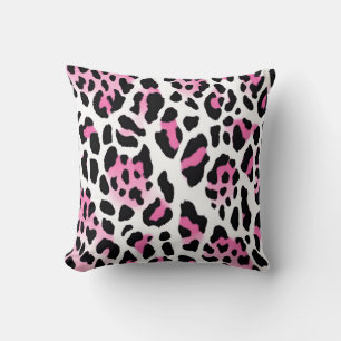 Large Leopard Print Pink And White Throw Pillow
