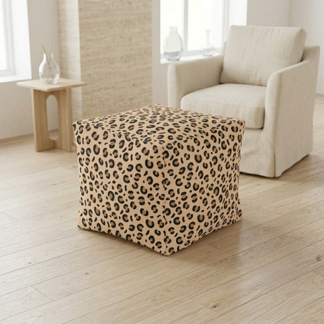 Large leopard print pouf, Decorative square pouf (Creator Uploaded)