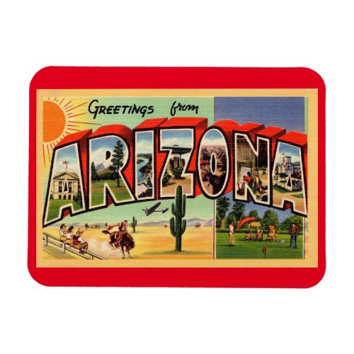 Large Letter Greeting Arizona Vintage Style Magnet