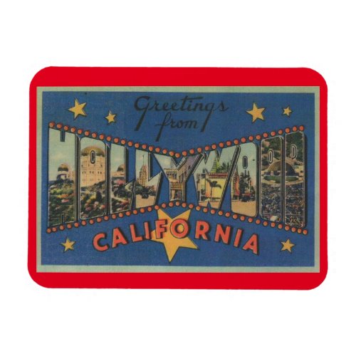 Large Letter Greeting Hollywood California Stars Magnet