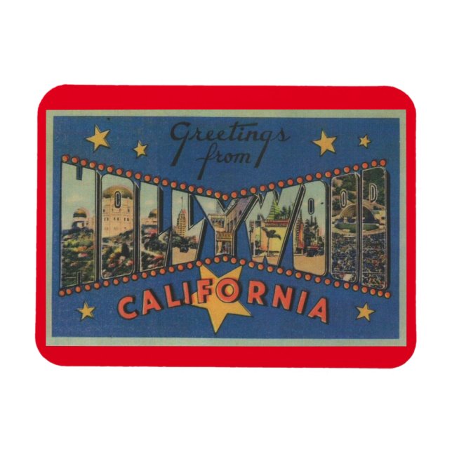 Large Letter Greeting Hollywood California Stars Magnet (Horizontal)