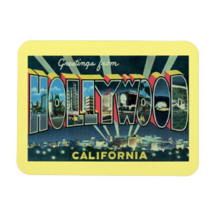 Large Letter Greeting Hollywood California Vintage Magnet