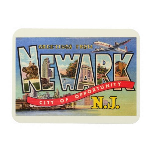 Large Letter Greeting Newark NJ Vintage  Magnet