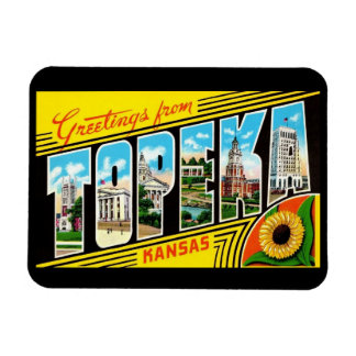 Large Letter Greeting Topeka Kansas Vintage Style Magnet
