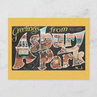Large Letter Greetings, Asbury Park, NJ Vintage Postcard