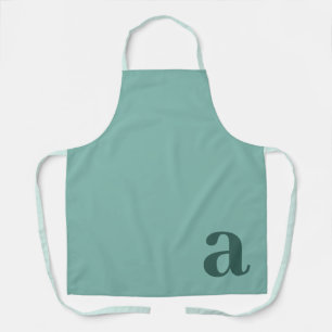 Large Letter Monogram Teal Blue Minimalist Apron