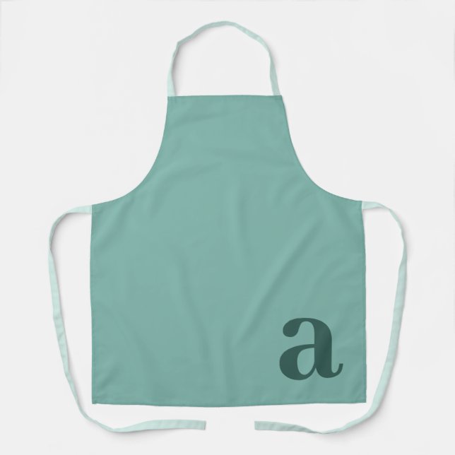 Large Letter Monogram Teal Blue Minimalist Apron (Front)