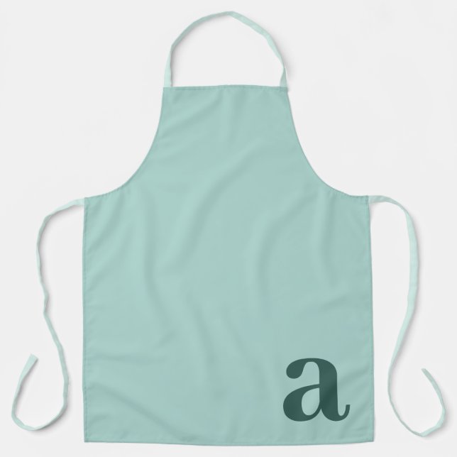 Large Letter Monogram Teal Blue Minimalist Apron (Front)