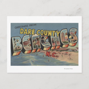 Large Letter Scenes - Dare County Beaches, NC Postcard